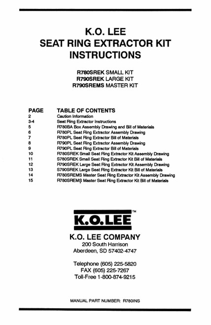 KO Lee Seat Extractor Manual