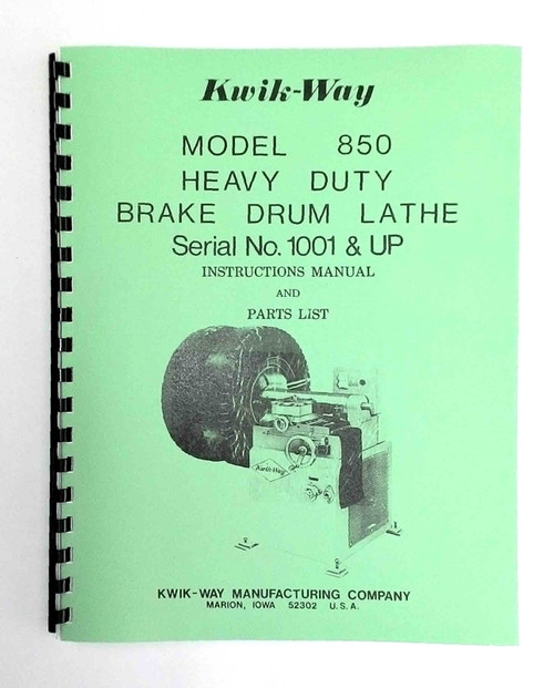 Kwik Way Model 850 Manual