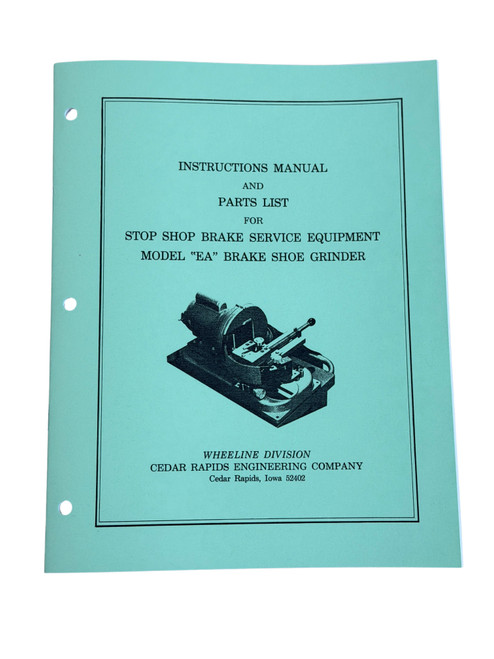 Kwik Way Model EA Brake Shoe Grinder Manual