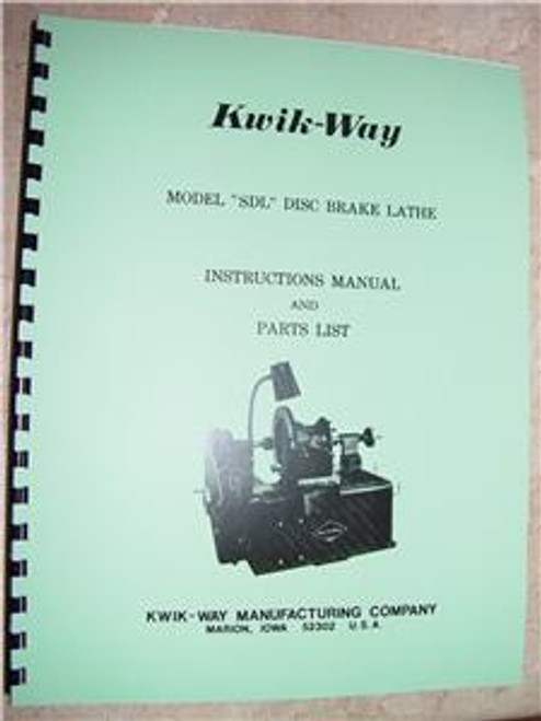 Kwik Way Model SDL Manual