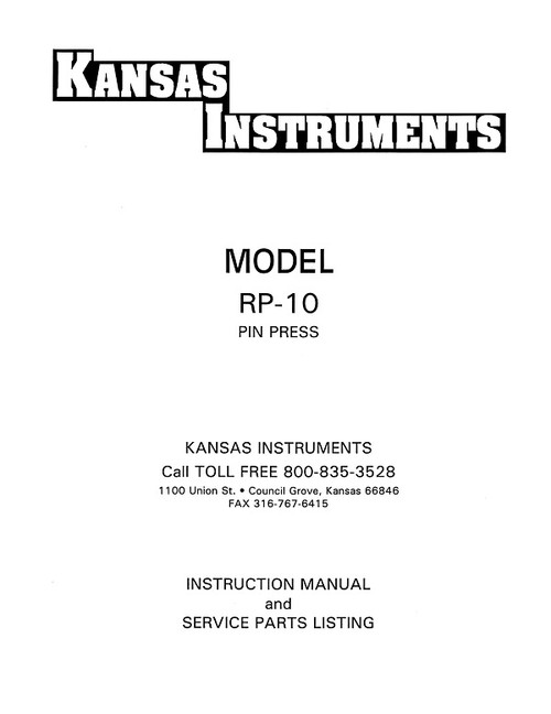 Peterson Model RP-10 Manual
