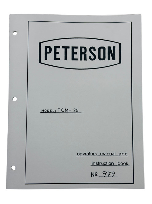 Peterson TCM-25 Seat and Guide Machine Manual