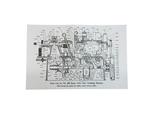 Sioux Model 650 Valve Grinder Parts Sheet
