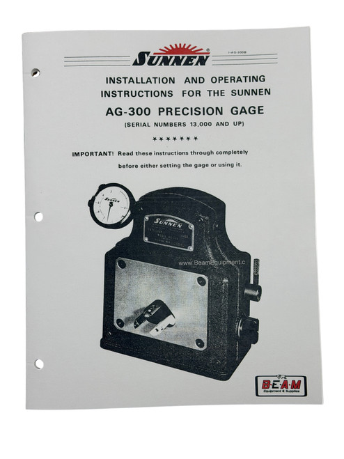 Sunnen AG-300 Connecting Rod Sizing Gauge Manual