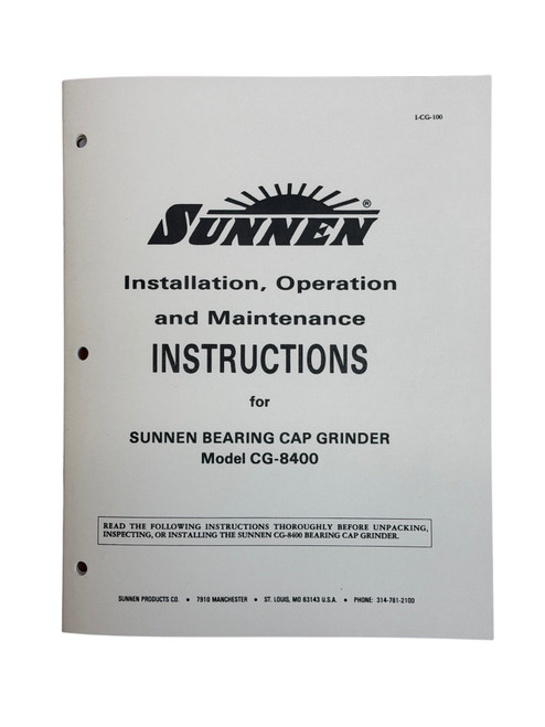 Sunnen Model CG-8400 Cap Grinder Manual