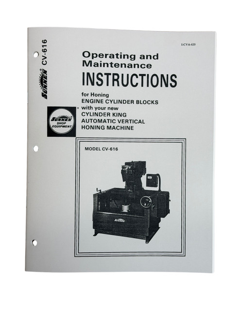 Sunnen Model CV-616 Cylinder Hone Parts Manual - XCV2616