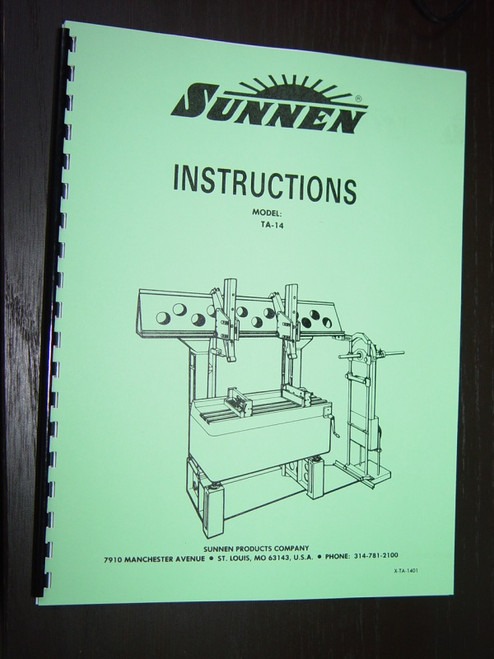 Sunnen Model TA-14 Manual