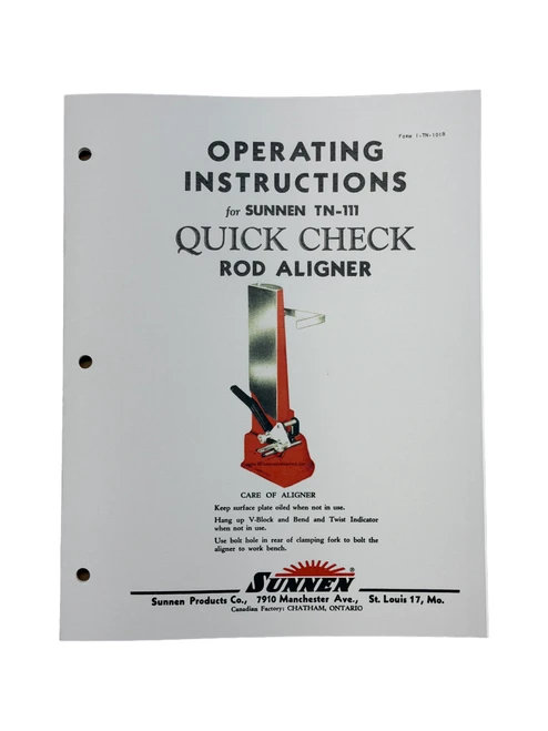 Sunnen Model TN-111 Connecting Rod Alignment Tester Manual