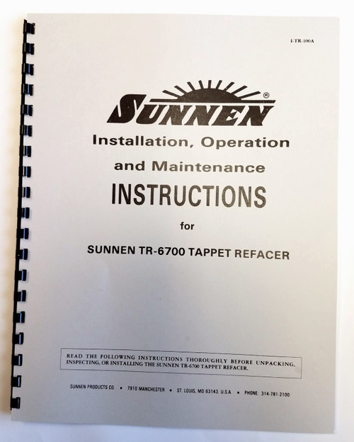 Sunnen Model TR6700 Manual