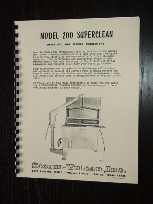 Storm Vulcan Model 200 Super-clean Manual