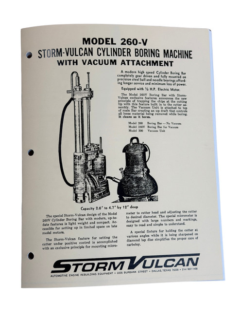 Storm Vulcan Model 260-V Boring Bar Manual