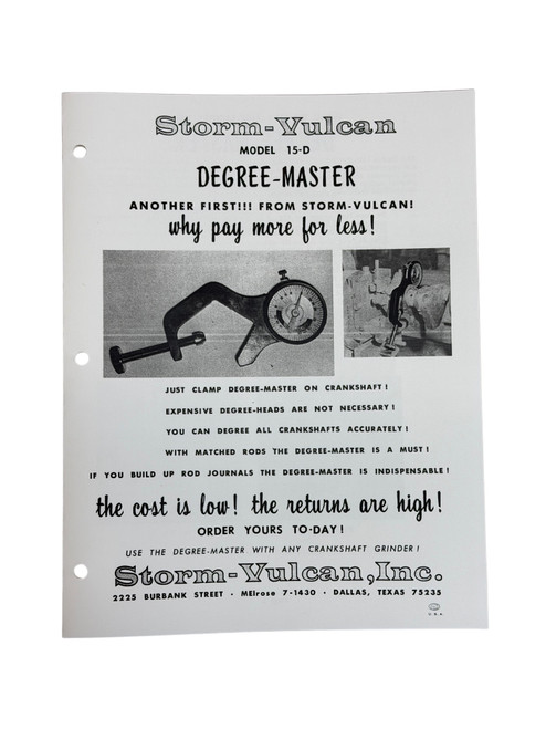 Storm Vulcan Degree Master Rod Journal Indexer Instructions