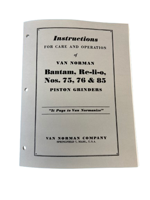 Van Norman Model 75 76 85 Manual