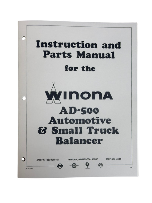 Winona Van Norman Model AD-500  Crankshaft Balancer Manual