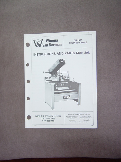 Equipment Manuals - Winona Van Norman Manual - Cylinder Hone