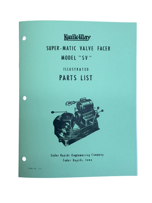Kwik Way Model SV Valve Grinder Parts Manual