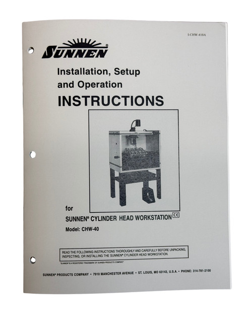 Sunnen CHW-40 Cylinder Head Workstation Instruction Manual