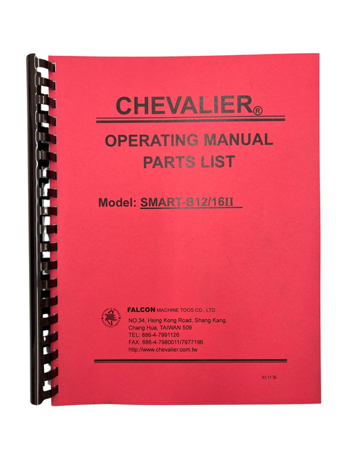 Operating and Parts Manual for Chevalier Smart-B12/16II Surface Grinders