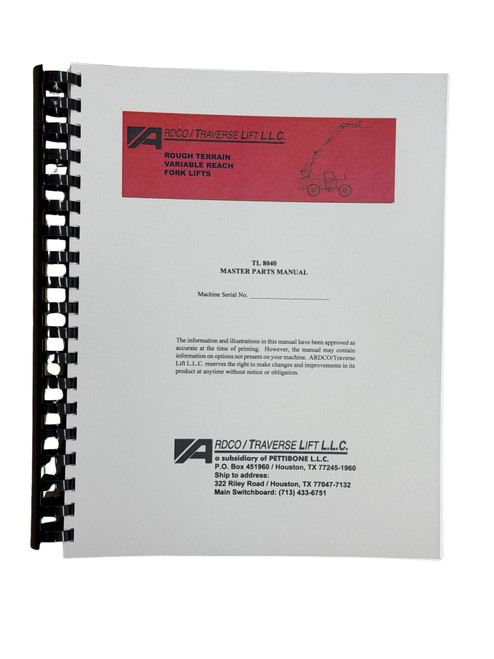 Traverse Forklift Model TL8040 Forklift Parts Manual