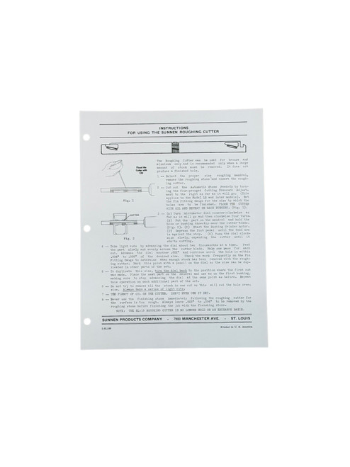 Sunnen SL Mandrel Roughing Cutter Instructions