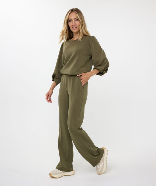 ESQUALO Trousers Flair Modal in Moss Green 