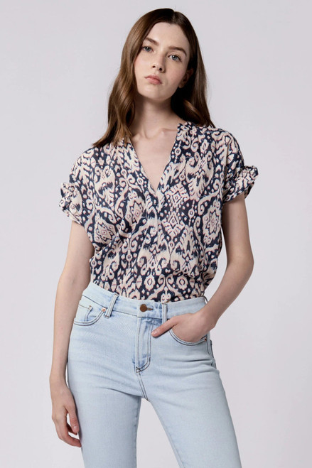 DEAR JOHN DENIM Julia V-Neck Short Sleeve Relaxed Fit Top Paisley 