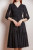  Hannah V-Neck Cotton Dress with Lace Sleeves in Black