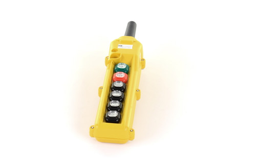 KH Industries Control Pendant, H Series, 6-Button, Momentary On/Off, (4) Momentary NO Interlocked