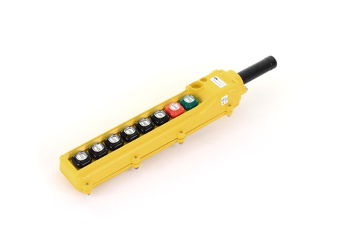 KH Industries Control Pendant, H Series, 8-Button, Momentary On/Off, (6) Momentary NO Interlocked