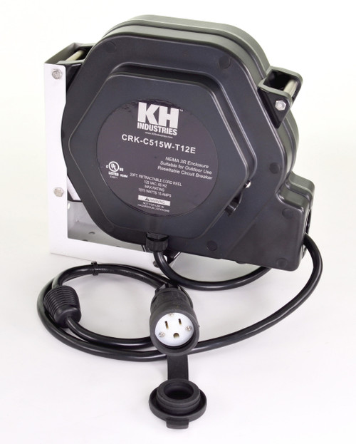 Retractable Cord Reel, Light Duty, Indoor/Outdoor, CRK Series, 15 Amp