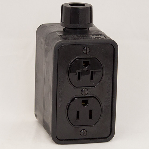 KH Industries Portable Standard Depth Outlet Box - Black w/(1) 15A Duplex Receptacle