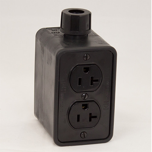 KH Industries Portable Standard Depth Outlet Box - Black w/(1) 20A Duplex Receptacle