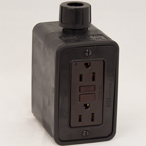 KH Industries Portable Standard Depth Outlet Box - Black w/(1) 15A GFCI & (1) 15A Duplex Receptacle