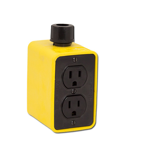 KH Industries Portable Standard Depth Outlet Box - Yellow w/(2) 15A Duplex Receptacle