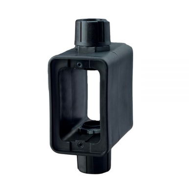 KH Industries Portable Extra Depth Outlet Box - Black, Feed-Through, w/ (1) Duplex Cover, 3/4" Strain Relief