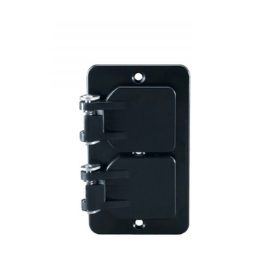 KH Industries Portable Extra Depth Outlet Box - Black, Feed-Through, w/ (1) Duplex Cover, 3/4" Strain Relief
