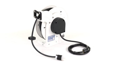 KH Industries Retractable Cord Reel, 15 Amp, 25', 12/3 Black SJOW Cable, GFCI, C515 Connector