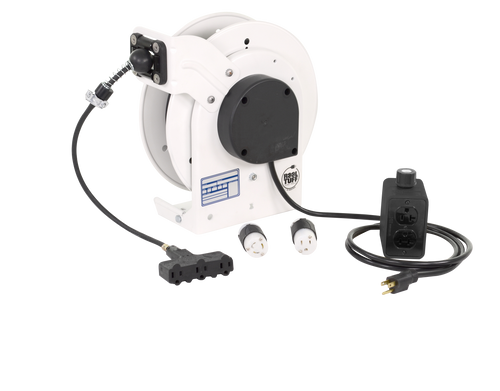 KH Industries Retractable Cord Reel, 15 Amp, 35', 12/3 Black SJOW Cable, GFCI, C515 Connector