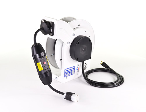 KH Industries Retractable Cord Reel, 20 Amp, GFCI w/Twist Lock, 35' 12/3 SJOW