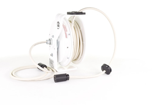 KH Industries Retractable Cord Reel, 20 Amp, White Reel, 5-20R, 50' 12/3 White SJOW