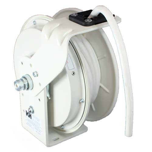 KH Industries Retractable Cord Reel, 20 Amp, White Finish, 50' 12/3 White SJOW, Blunt Cut