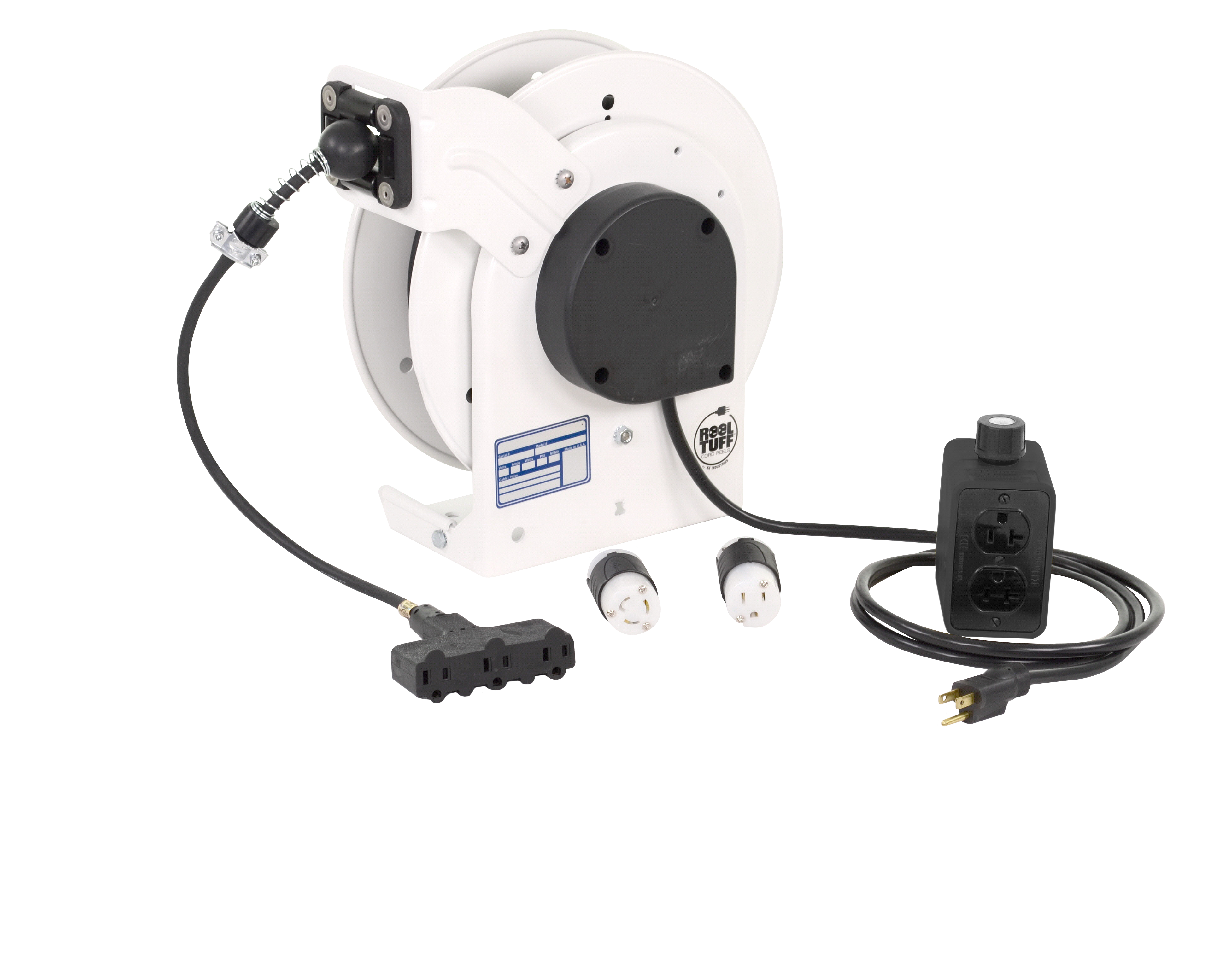 Retractable Cord Reel, 15 Amp, Black Triple Tap, 25' 12/3 SJOW