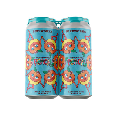 Pipeworks Synchronized Peach Hazy IPA 4pk 16oz can Pipeworks Synchronized Peach Hazy IPA 4pk 16oz can