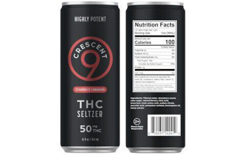 Crescent 9 Strawberry Lemonade 50mg Delta-9 THC 12oz Can Crescent 9 Strawberry Lemonade 50mg Delta-9 THC 12oz Can