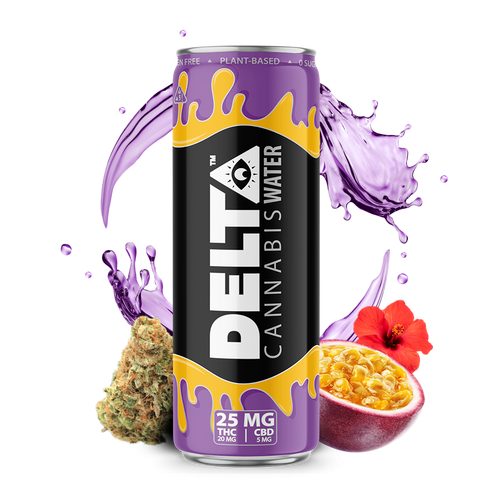 Delta Cannabis Water Passion Fruit 12oz can 4pk