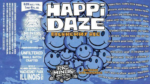 Pig Minds Happy Daze Blueberry Blonde Ale 4pk Cans