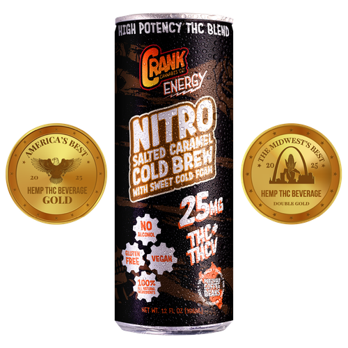 Crank Nitro Salted Caramel Cold Brew 20mg THC 5mg THCV 12oz Can