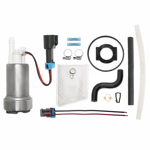 Genuine Walbro/TI Automotive F90000274 450LPH E85 Compatible Intank Fuel Pump + QFS Install Kit & Flex Hose for Ford Mustang GT ALL 1986-1995