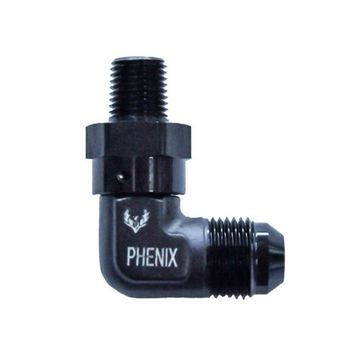 Phenix 90 Degree Male Swivel AN to Male NPT (All Sizes + Colors) 