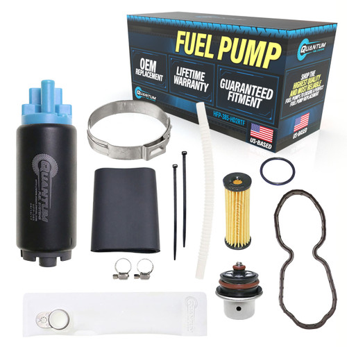 QFS Fuel Pump w/ Regulator, Tank Seal, Fuel Filter, Strainer for Harley Davidson Motorcycle - OEM Replacement, HFP-385-HD2RTF QFS